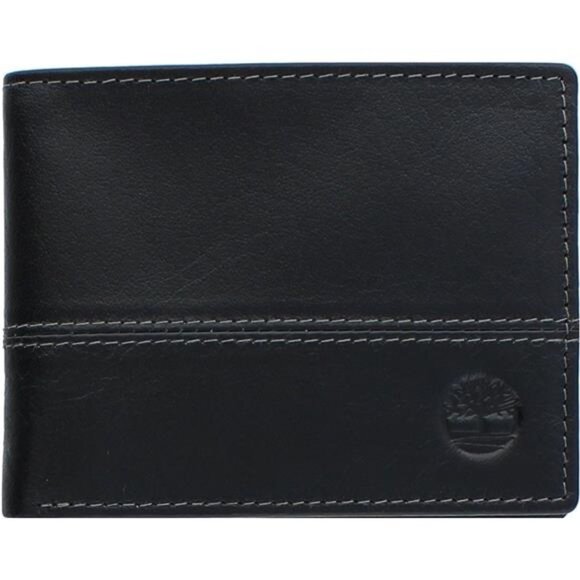 Men's Leather Trifold Wallet Black - Picture 1 of 6